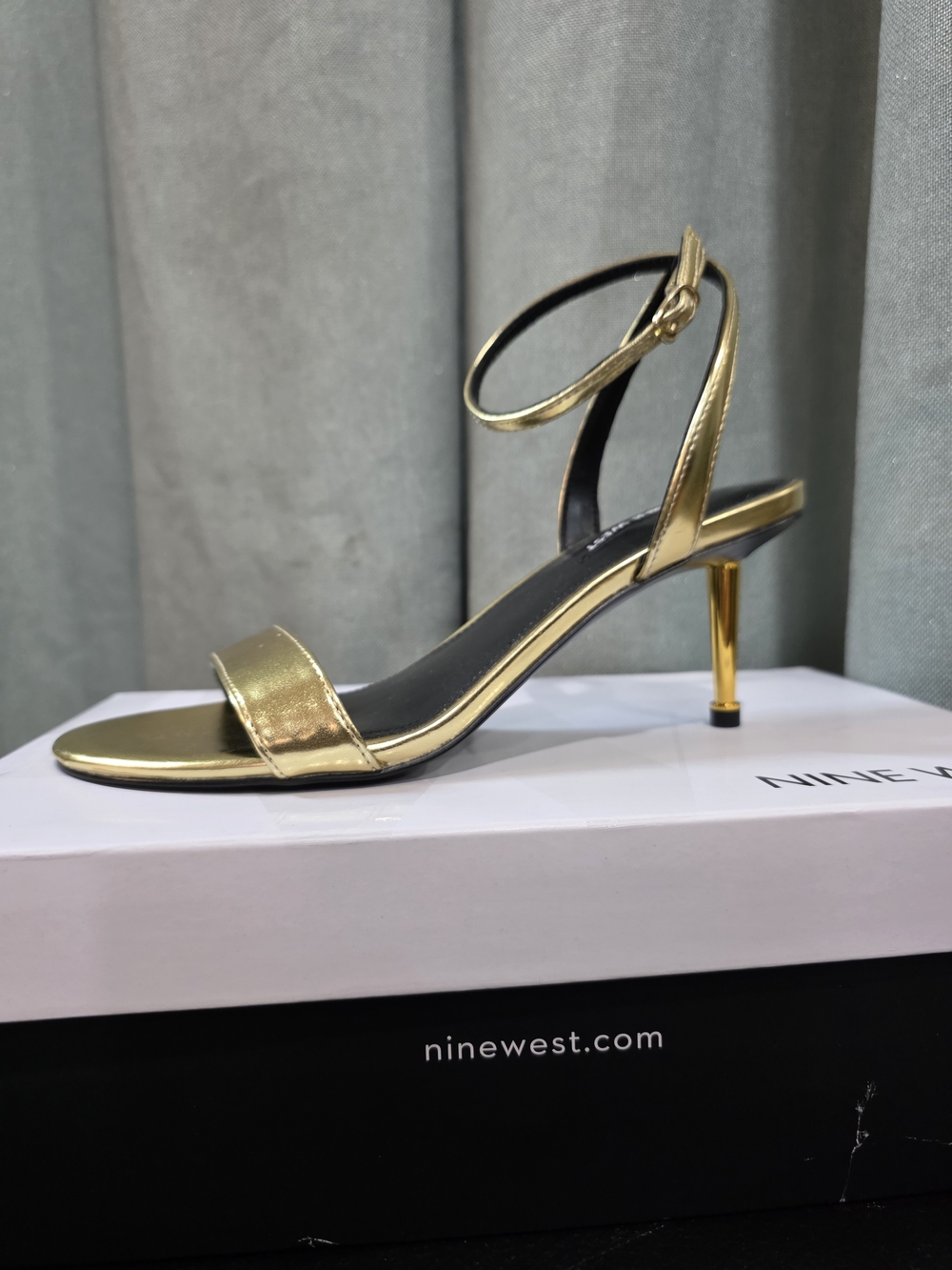 Nine West Metallic Gold Ankle-Strap Stiletto Sandals